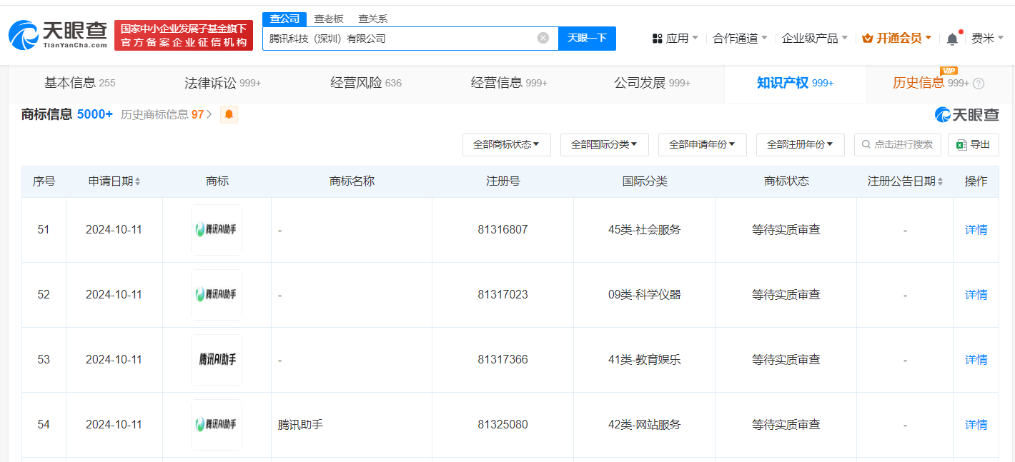 腾讯申请注册腾讯AI助手商标